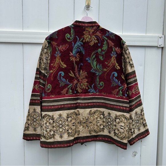 Vintage 90’s Sag Harbor Women’s Tapestry Button Down Collarless Jacket | Size XL - Picture 7 of 11